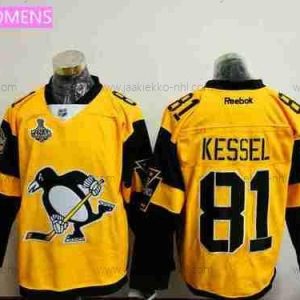 Miesten WoPittsburgh Penguins #81 Phil Kessel Keltainen Stadium Series 2017 Stanley Cup Finals Patch Ommeltu NHL Reebok Jääkiekko Paita