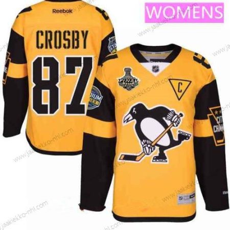 Miesten WoPittsburgh Penguins #87 Sidney Crosby Keltainen Stadium Series 2017 Stanley Cup Finals Patch Ommeltu NHL Reebok Jääkiekko Paita