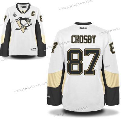 Miesten WoPittsburgh Penguins #87 Sidney Crosby Valkoinen Road 2017 Stanley Cup NHL Finals C Patch Paita