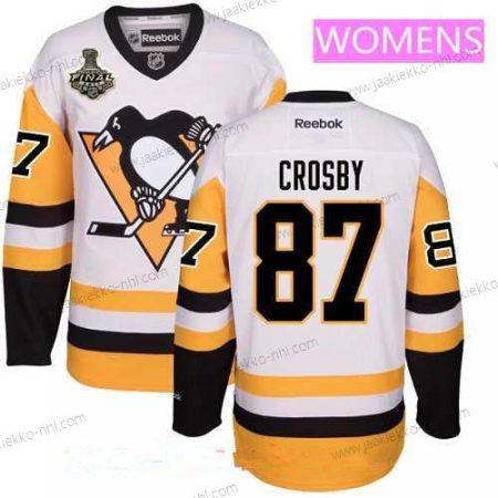 Miesten WoPittsburgh Penguins #87 Sidney Crosby Valkoinen Vieraspaita 2017 Stanley Cup Finals Patch Ommeltu NHL Reebok Jääkiekko Paita