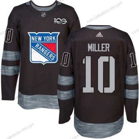 Miesten York New York Rangers #10 J.T. Miller Musta 1917-2017 100th Vuosipäivä Ommeltu NHL Paita