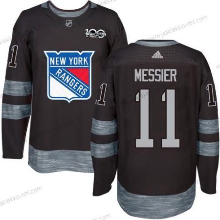 Miesten York New York Rangers #11 Mark Messier Musta 1917-2017 100th Vuosipäivä Ommeltu NHL Paita