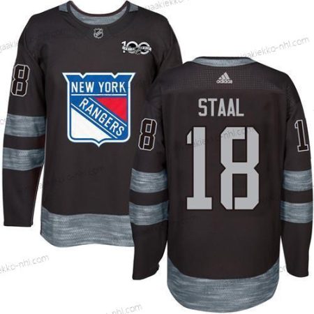 Miesten York New York Rangers #18 Marc Staal Musta 1917-2017 100th Vuosipäivä Ommeltu NHL Paita