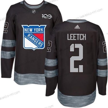 Miesten York New York Rangers #2 Brian Leetch Musta 1917-2017 100th Vuosipäivä Ommeltu NHL Paita