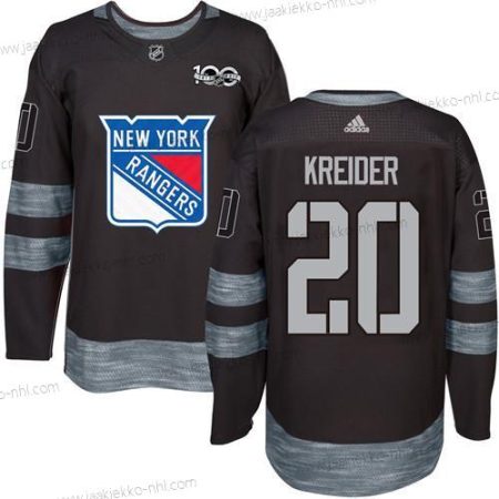 Miesten York New York Rangers #20 Chris Kreider Musta 1917-2017 100th Vuosipäivä Ommeltu NHL Paita