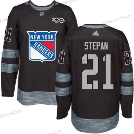 Miesten York New York Rangers #21 Derek Stepan Musta 1917-2017 100th Vuosipäivä Ommeltu NHL Paita