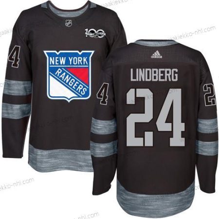 Miesten York New York Rangers #24 Oscar Lindberg Musta 1917-2017 100th Vuosipäivä Ommeltu NHL Paita