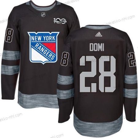 Miesten York New York Rangers #28 Tie Domi Musta 1917-2017 100th Vuosipäivä Ommeltu NHL Paita