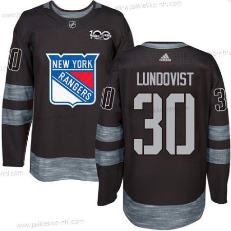 Miesten York New York Rangers #30 Henrik Lundqvist Musta 1917-2017 100th Vuosipäivä Ommeltu NHL Paita