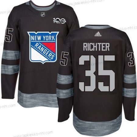 Miesten York New York Rangers #35 Mike Richter Musta 1917-2017 100th Vuosipäivä Ommeltu NHL Paita