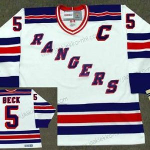 Miesten York New York Rangers #5 Barry Beck 1983 CCM Vintage Valkoinen Punainen Sininen Kotiottelupaita NHL Jääkiekko Paita