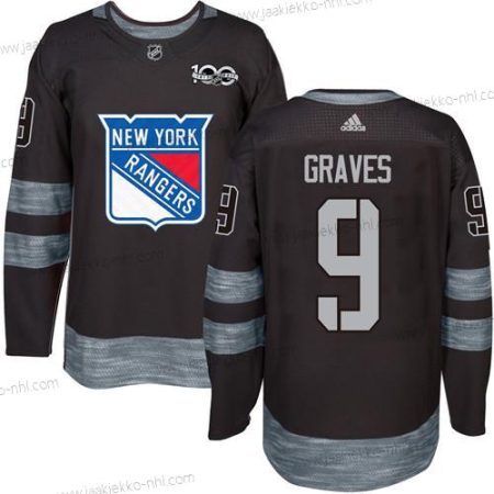 Miesten York New York Rangers #9 Adam Graves Musta 1917-2017 100th Vuosipäivä Ommeltu NHL Paita