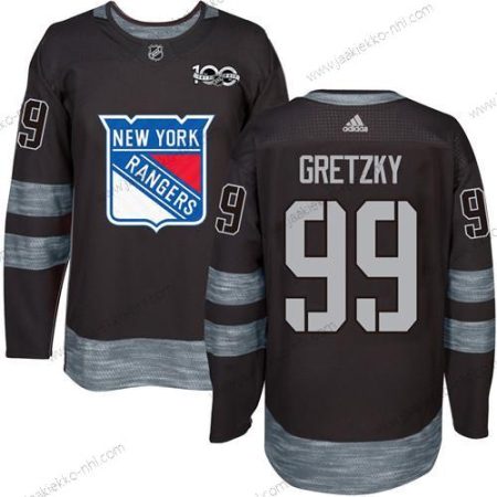 Miesten York New York Rangers #99 Wayne Gretzky Musta 1917-2017 100th Vuosipäivä Ommeltu NHL Paita