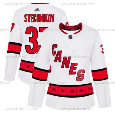 Naisten Carolina Hurricanes #37 Andrei Svechnikov Valkoinen Road Aito Ommeltu Jääkiekko Paita