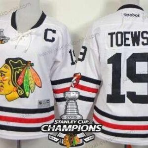 Naisten Chicago Blackhawks #19 Jonathan Toews 2015 Talvi Klassinen Valkoinen Paita W/2015 Stanley Cup Champion Patch