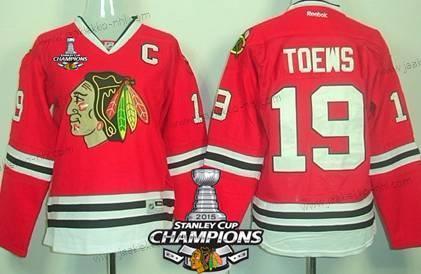 Naisten Chicago Blackhawks #19 Jonathan Toews Punainen Paita W/2015 Stanley Cup Champion Patch