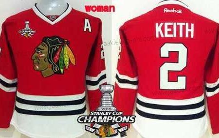 Naisten Chicago Blackhawks #2 Duncan Keith Punainen Paita W/2015 Stanley Cup Champion Patch