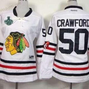 Naisten Chicago Blackhawks #50 Corey Crawford 2015 Stanley Cup 2015 Talvi Klassinen Valkoinen Paita