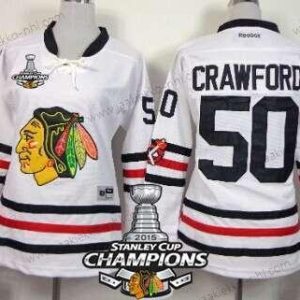 Naisten Chicago Blackhawks #50 Corey Crawford 2015 Talvi Klassinen Valkoinen Paita W/2015 Stanley Cup Champion Patch