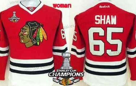 Naisten Chicago Blackhawks #65 Andrew Shaw Punainen Paita W/2015 Stanley Cup Champion Patch