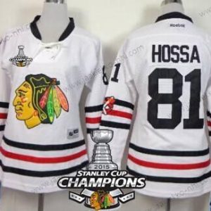 Naisten Chicago Blackhawks #81 Marian Hossa 2015 Talvi Klassinen Valkoinen Paita W/2015 Stanley Cup Champion Patch