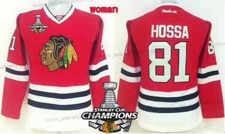 Naisten Chicago Blackhawks #81 Marian Hossa Punainen Paita W/2015 Stanley Cup Champion Patch