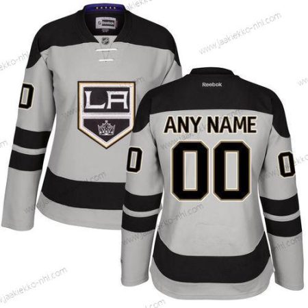 Naisten Los Angeles Kings Mukautettu Harmaa Vaihtopaita Ommeltu NHL Reebok Jääkiekko Paita