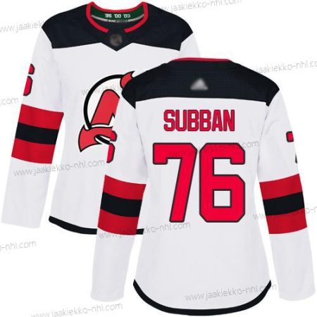 Naisten New Jersey Devils #76 P. K. Subban Valkoinen Road Aito Ommeltu Jääkiekko Paita