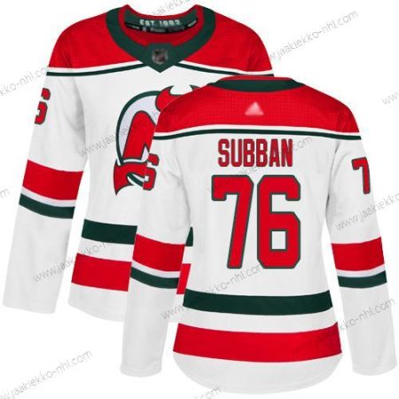 Naisten New Jersey Devils #76 P. K. Subban Valkoinen Vaihtopaita Aito Ommeltu Jääkiekko Paita