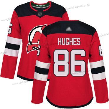 Naisten New Jersey Devils #86 Jack Hughes Punainen Kotiottelupaita Aito Ommeltu Jääkiekko Paita