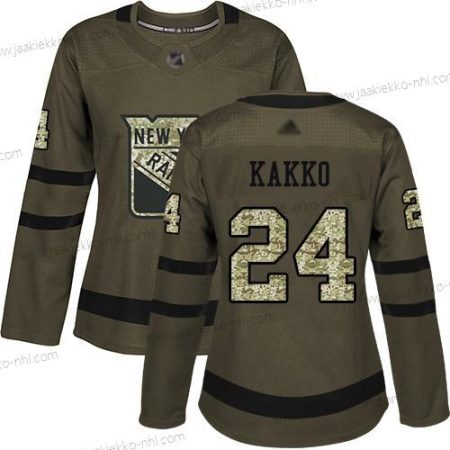 Naisten New York Rangers #24 Kaapo Kakko Vihreä Salute to Service Ommeltu Jääkiekko Paita