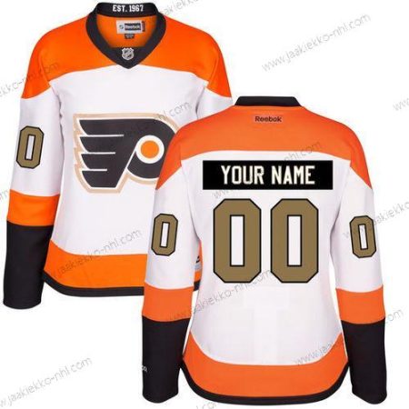 Naisten Philadelphia Flyers Mukautettu Valkoinen Vieraspaita 50Th Kulta Ommeltu NHL Reebok Jääkiekko Paita