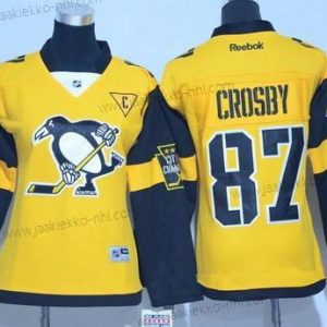 Naisten Pittsburgh Penguins #87 Sidney Crosby Keltainen 2017 Stadium Series Ommeltu NHL Reebok Jääkiekko Paita