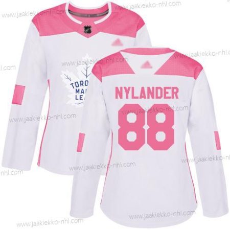 Naisten Toronto Maple Leafs #88 William Nylander Valkoinen Pinkki Aito Ommeltu Jääkiekko Paita