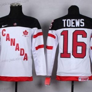 Nike Lasten 2014/15 Kanadan maajoukkue #16 Jonathan Toews Valkoinen 100th Paita