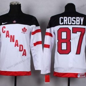 Nike Lasten 2014/15 Kanadan maajoukkue #87 Sidney Crosby Valkoinen 100th Paita