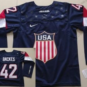 Nike Lasten 2014 Olympics USA #42 David Backes Laivastonsininen Sininen Paita