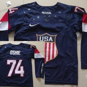 Nike Lasten 2014 Olympics USA #74 T. J. Oshie Laivastonsininen Sininen Paita