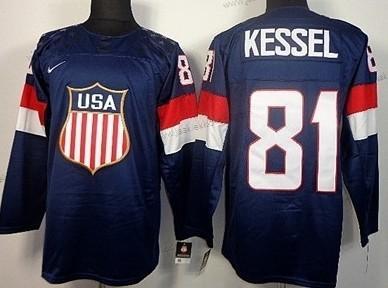 Nike Lasten 2014 Olympics USA #81 Phil Kessel Laivastonsininen Sininen Paita