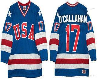 Nike Miesten 1980 Olympics USA #17 Jack O’Callahan Royal Sininen Ommeltu Vintage Jääkiekko Paita