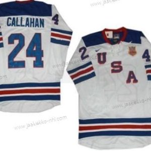 Nike Miesten 2010 Olympics USA #24 Ryan Callahan Valkoinen Paita