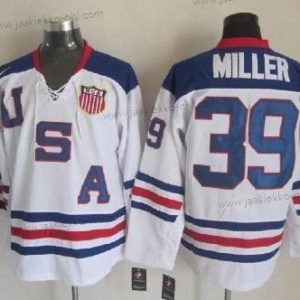 Nike Miesten 2010 Olympics USA #39 Ryan Miller Valkoinen Paita