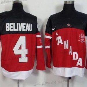 Nike Miesten 2014/15 Kanadan maajoukkue #4 Jean Beliveau Retired Pelaaja Punainen 100th Vuosipäivä Paita