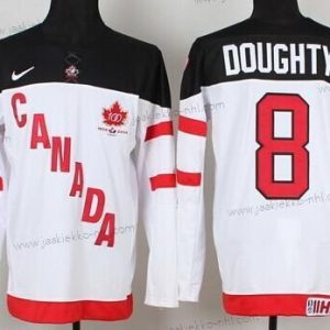 Nike Miesten 2014/15 Kanadan maajoukkue #8 Drew Doughty Valkoinen 100th Paita