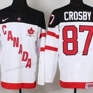 Nike Miesten 2014/15 Kanadan maajoukkue #87 Sidney Crosby Valkoinen 100th Paita