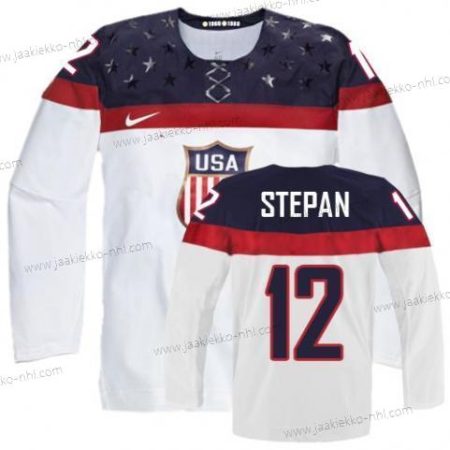 Nike Miesten 2014 Olympics USA #12 Derek Stepan Valkoinen Paita