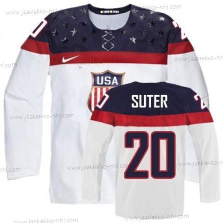 Nike Miesten 2014 Olympics USA #20 Ryan Suter Valkoinen Paita