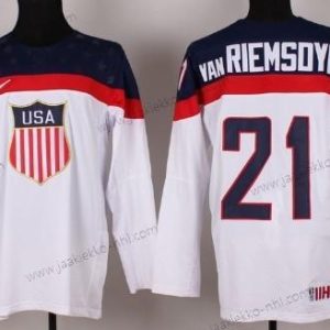 Nike Miesten 2014 Olympics USA #21 James Van Riemsdyk Valkoinen Paita