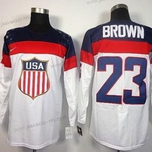 Nike Miesten 2014 Olympics USA #23 Dustin Brown Valkoinen Paita