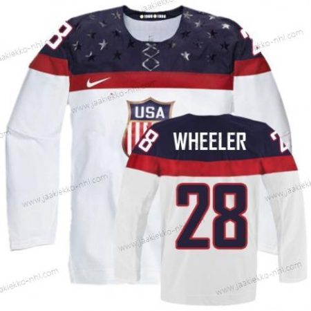 Nike Miesten 2014 Olympics USA #28 Blake Wheeler Valkoinen Paita